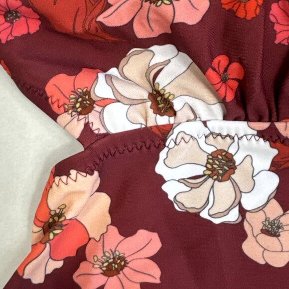 CUPSHE Women's M One-Piece Swimsuit Burgundy Floral NWT - Picture 6 of 16